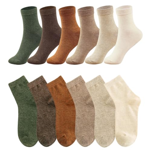 MAGIARTE Womens Mini Crew Cotton Socks,6 Pairs - color: Color#15