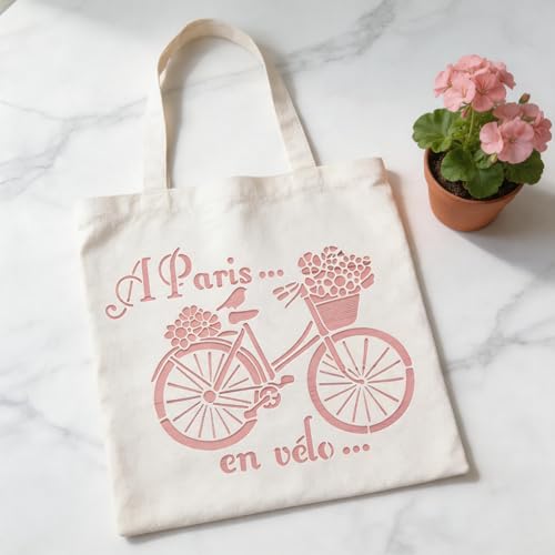 TIAMECH A4 Reusable Floral Bicycle Stencil for Painting - style: Flower Bicycle