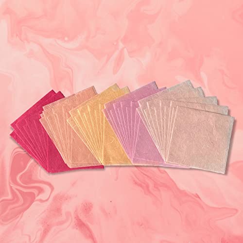 Natural Fiber Mulberry Paper Sheets 6 x 6 Inches, 50 PCS Handmade Craft Paper for Origami, Scrapbooking, Card Making, DIY Decoration, Mixed Media Art (Wedding Tone,) - color: Wedding Tone, size: 6 x 6 inches
