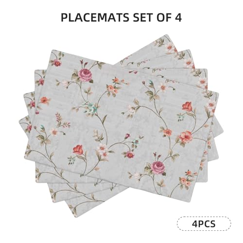 Boho Botanic Floral Wildflowers Placemats Set of 4 12x18 Inch - color: Multicolor, size: Set of 4