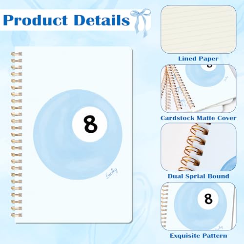 CNhoqc Blue Spiral Journal Notebook, 8 Pcs A5 Watercolor Coquette Bow - color: 8-Pcs Blue Bow