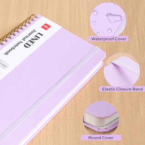 deli Purple Lined Spiral Journal Notebook, 160 Pages, A5 (5.5"x8") Hardcover Writing Notebook, College Ruled Spiral Bound Journal for Women & Men - Perfect for Work, School, Office & Note Taking - color: Purple