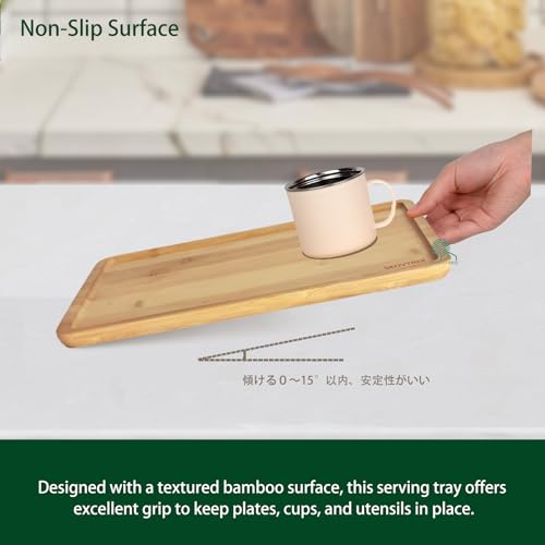 Small Bamboo Serving Tray, Small Food Tray for Eating and Serving Coffee, Tea, 9.5 x 7.1 Inch - size: 9.5" x 7.1" x 0.6"