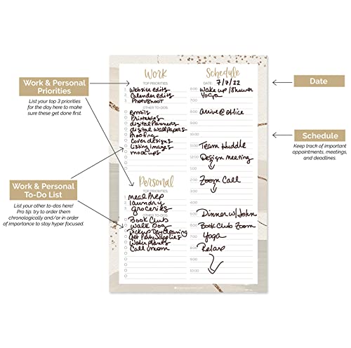 bloom daily planners Timed Work & Personal To Do List Planning Pad - ADHD Friendly Undated Tear-Off Hourly Checklist Notepad Appointment Organizer - 6" x 9" - Brushed Beige - color: 6" x 9" Timed Work & Personal To Do Pad - Brushed Beige