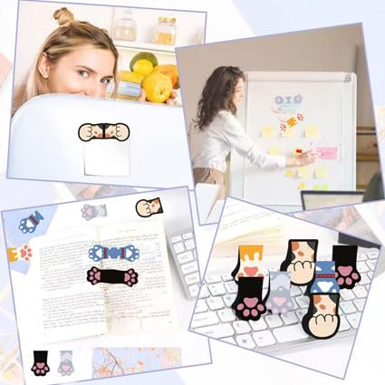 Cute Cat Paw Magnetic Bookmarks, 5 PCS Magnetic Cute Bookmark for Teacher, Women & Kids - Cat Paw Design (5 Cloros-2.0) - color: Brown