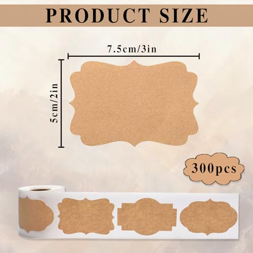 300Pcs 2" x 3" Kraft Labels Stickers Self-Adhesive Gift Jar Labels Stickers