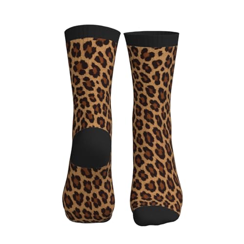 Crew Athletic Socks Funny Crazy Casual Sports Novelty Dress Socks for Women Men Running Hiking - color: Leopard