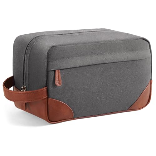 Vorspack Canvas Travel Toiletry Bag for Men, Large, Light Grey - color: Light Grey, size: Large