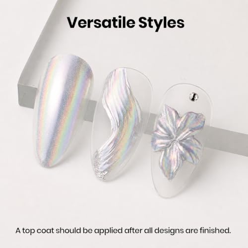 Beetles Chrome Nail Powder Set 8 Colors White Pearl Holographic Aurora - color: Multicolor Pearl-8