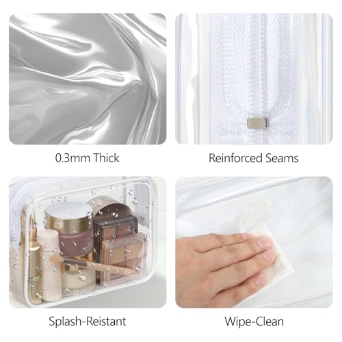 PACKISM Clear Makeup Bag for Travel - TSA Approved Toiletry Bag, 2 White - color: 2 Active B White, size: Mixed Size Series (1 Medium + 1 Large)