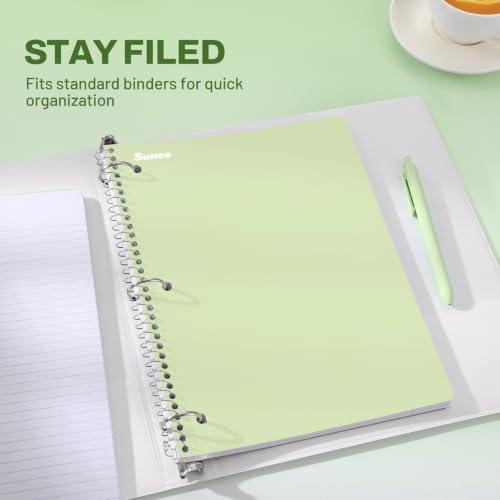 SUNEE Spiral Notebooks, 6 Pack, 1-Subject, College Ruled Paper, 8" x 10-1/2", 70 Sheets per Notebook, Assorted Aesthetic Colors Spiral Notebooks for School - style: Aesthetic | 6 Pack