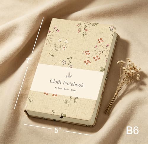 Floral Linen Journal, Similar Embroidered, Small Notebooks 5x7, Lay Flat Sketchbook, B6 Notebook, Hardcover, Lined & Unlined Notebook, Apricot - color: B6-Floral Apricot