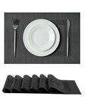 Leetaltree Black Frame Placemats Set of 6 - Heat Resistant Non-Slip Place mats for Dining Table, Washable Durable PVC Vinyl Woven Table Mats（Black Frame, 6） - color: F1- Black Frame, size: Set of 6
