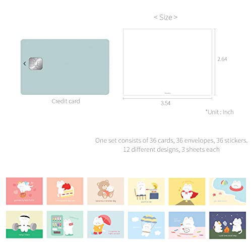 Monolike Day-by-day Card, Gureum's Daily Life ver.2 - Mix 36 Mini Single cards, 36 envelopes, 36 stickers Package - color: Gureum's daily life ver.2