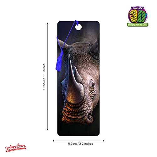 3D LiveLife Bookmark - White Rhino Lenticular Page Marker - color: White Rhino