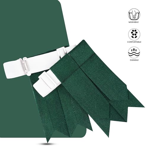 EZE Kilt Flashes for Men with Heavy Buckle Adjusters, Plain & Tartan Kilt Sock Flashes Acrylic Wool - color: Green
