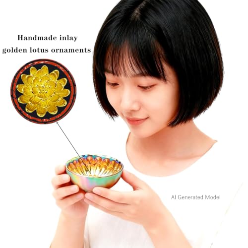 Jianzhan Tenmoku Tea Cup with Lotus, 5 oz