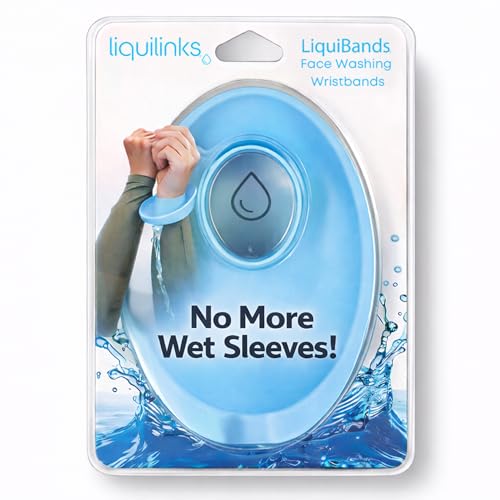 LiquiBands Face Washing Wristbands - Original Drip Catch Cuffs (Blue, S/M) - color: Sky Blue, size: S/M