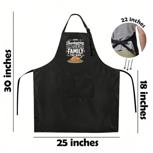 Funny Apron for Men Women,Humorous Kitchen Apron- Grilling Cooking BBQ Accessories, Gift for Dad Husband - color: Family the Bird