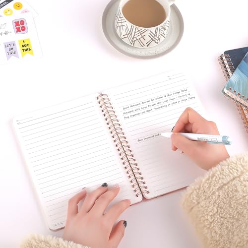 Aesthetic Spiral Notebook for Women, 8.25" x 6.25" Journal with Durable Hardcover and 160 Lined Pages with Large Pockets - Gift for Work, School, Travel & Daily Productivity -dark blue - color: dark blue