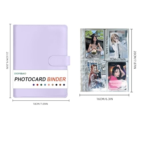 A5 Kpop Photocard Binder, 6 Ring Binder Collector’s Album with 240 Card Slots, PU Leather Cover for Organizing K-Pop, Trading Cards, Game Cards & Memorabilia (Purple) - color: Purple
