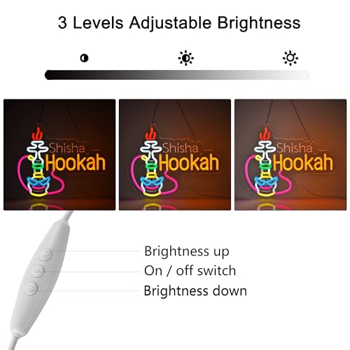 Hookah Neon Sign,Shisha Smoke Vape Bar LED Light Wall Decor Sign - color: Orange-HOOKAH