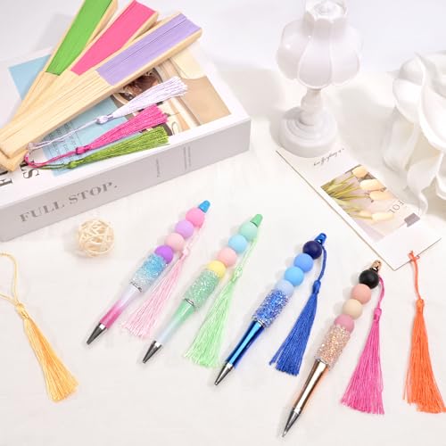 Bouiexye 200pcs Bookmark Tassels Bulk 5 Inch Silky Soft Handmade Tassels for Crafts, DIY Jewelry Making, Gift Decorations,Gold - color: Gold