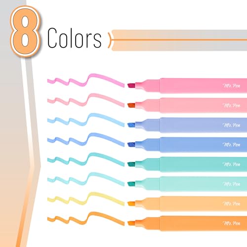 Mr. Pen- Aesthetic Highlighters No Bleed, 8 Pack, Assorted Colors | Chisel Tip, Cute Highlighters Assorted Colors for Journaling, Highlighting, Underlining, Fast Dry, Back to School Supplies - color: Fairytale shades, size: 8 Pack
