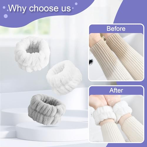 4Pcs Microfiber Wrist Bands for Face Washing - Absorbent Towel Wristbands for Women, Prevents Water from Spilling Down Arms