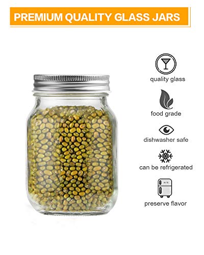 Rainforce 16 oz Mason Jars with Silver Lids 15 Pack Pint Glass Canning Jars - color: Silver