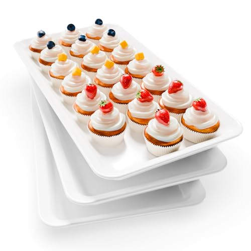 Bumusty 3-Pack Large Melamine Serving Trays Set, 17 x 8.6 in, White - color: White, size: 17" x 8.7"
