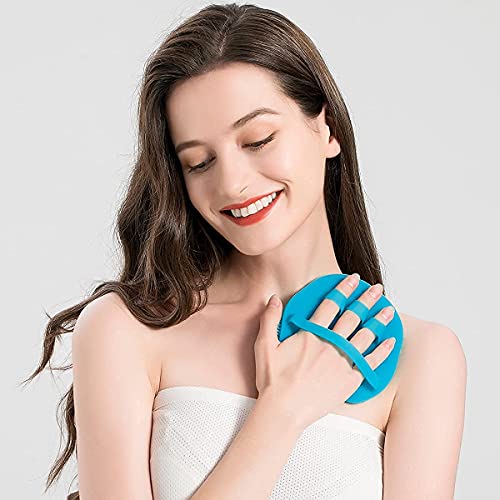 1 Pack Pure Silicone Food-Grade Body Brush Shower Cleansing Scrubber - color: # Blue