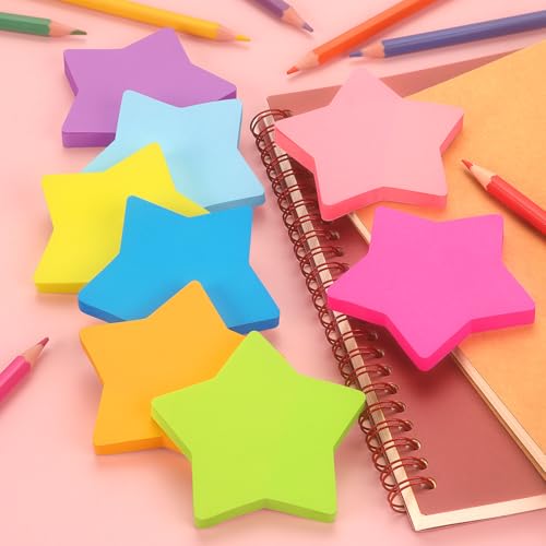 SIMONA Star Shape Sticky Notes 3x3 Inch, 8 Bright Colors, 600 Sheets - color: 8 Bright Colors