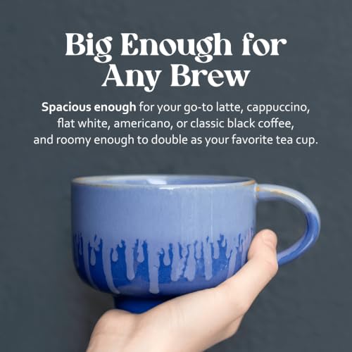 NOVA CERAMICS Blue Coffee Mug - 16 oz Ceramic Mug with Handle - Neptune - color: Neptune