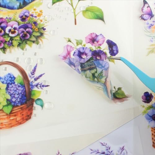 30 Sheets Precut Purple Garden Landscape Stickers Book for Junk Journal Supplies, Transparent PET Stickers for Journaling, Scrapbooking, Bujo, Collage, Card Making - color: The Purple Rhyme