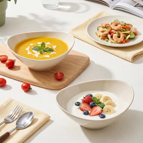 Teocera 6 Inch Ceramic Breakfast Bowls Set of 6, 10 Ounce Small Yogurt Bowls for Salad, Soup, Dessert, Microwave & Dishwasher Safe - Cream - color: Cream, size: 10 Ounce