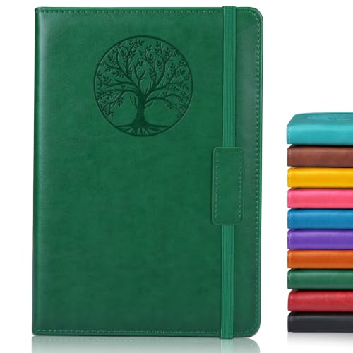 Biuwory A5 Leather Journal Notebook, 140 Lined Pages, Hardcover 5.7"×8.3" - color: Green, size: Lined-140 Pages (5.7"×8.3")