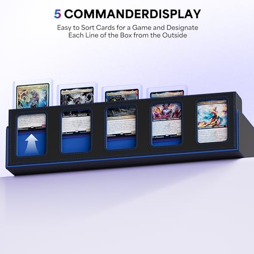 UAONO 5-Row 3900+ Trading Card Storage Box with Commander Display - color: Black&Blue, size: 5-row