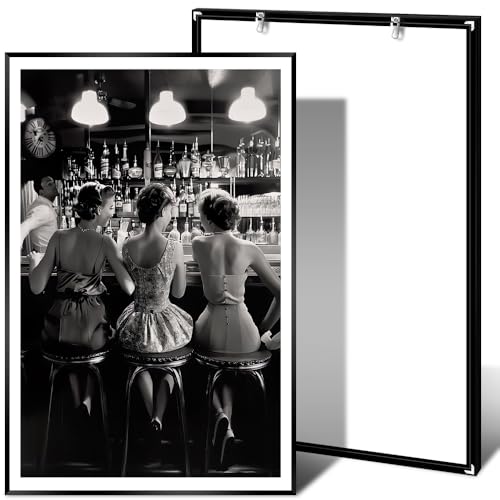 Vintage Black and White Posters Trendy Women Drink Cocktail Wall Art Funky Girly Room Decor Retro Alcohol Canvas Prints Friends Pictures for Bar Cart Apartment Dorm Aesthetic 20x30in Metal Black Frame - color: Black Frame 1, size: 30"L x 20"W