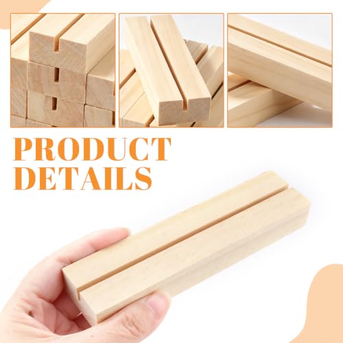 10Pcs 5.51x1.38 Inches Wood Table Number Stands, Wooden Place Card Holders, Acrylic Sign Holders for Wedding, Ceremony, Birthday, Party, Home Decoration, Events (3mm Slots) - size: 10 Pcs- L 5.51"- Slots 3mm