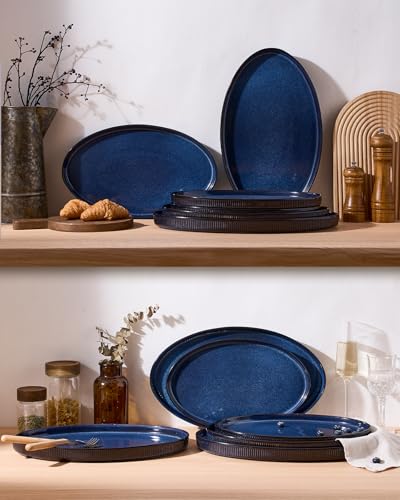 famiware Large Serving Platters Set of 3 Sizes - Oval, Nebulas Blue - color: Nebulas Blue