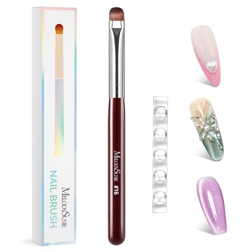 MelodySusie French Manicure with Rosewood Handles Nail Brush, Size #16 - color: Brown, size: #16