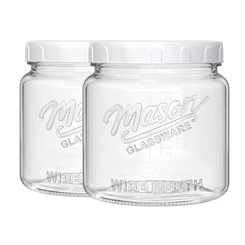 Half Gallon Glass Jar with Lid, 64 Oz Mason Jar for Pantry Storage - color: 64oz-Round-2 Pack-Screw Lid