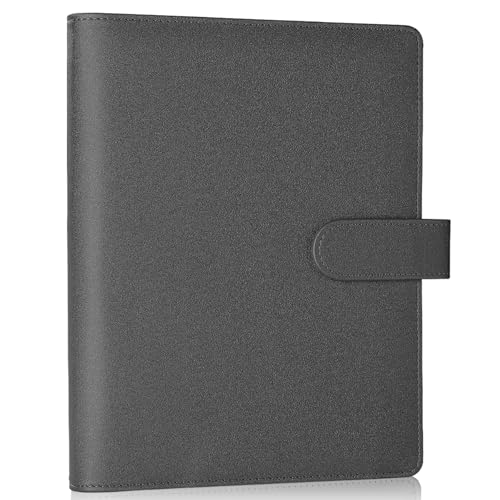 Antner A5 Binder 6 Ring Refillable Notebook Budget Planner Cover for Cash Organizer, PU Leather Loose Leaf Photocard Holder Aesthetic Binder with Magnetic Buckle for A5 Planner Inserts, Glitter Black - color: Glitter Black