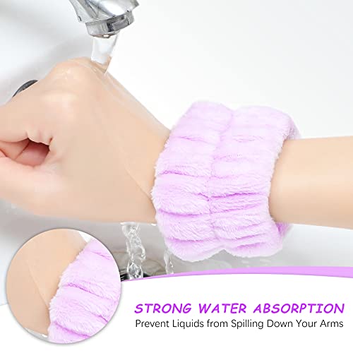 Chuangdi 4 Pairs Wrist Bands for Washing Face Microfiber,Candy Color - color: Candy Color