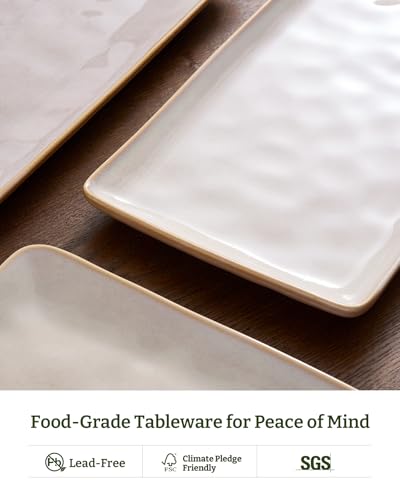 Famiware Serving Platters Set of 3 Sizes - Rectangular, Cappuccino White - color: Cappuccino White
