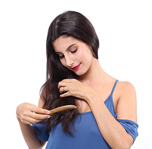 Louise Maelys 2 Pack Wooden Hair Combs, Wide and Fine Tooth Wooden Comb - color: Wide tooth+ Fine Tooth
