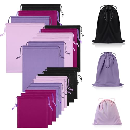 20 Pcs Satin Game Storage Bags for Women Men, S,M,L, Purple and Black - color: Purple and Black, size: S,M,L