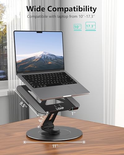 LOXP Ultra-Stable Laptop Stand for Desk with Larger Base - color: Glossy Black