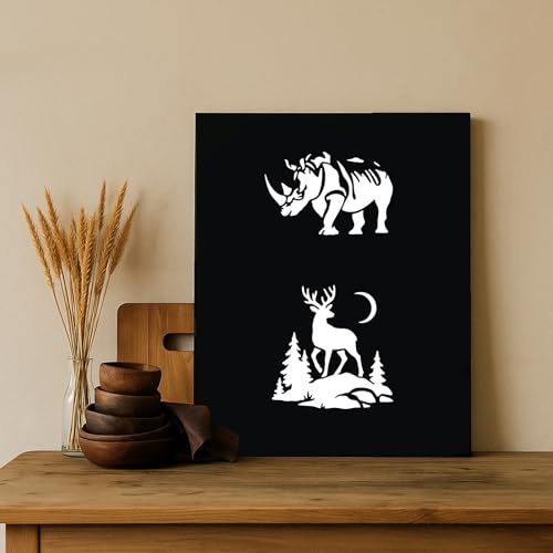20Pcs Forest Animals Stencil PET Painting Templates Owls Eagle Deer Elephant Leopard Inlay Border Stencils for Furniture Reusable DIY Craft for Wall Wood Fabric Canvas Paper Home Decor - color: animal